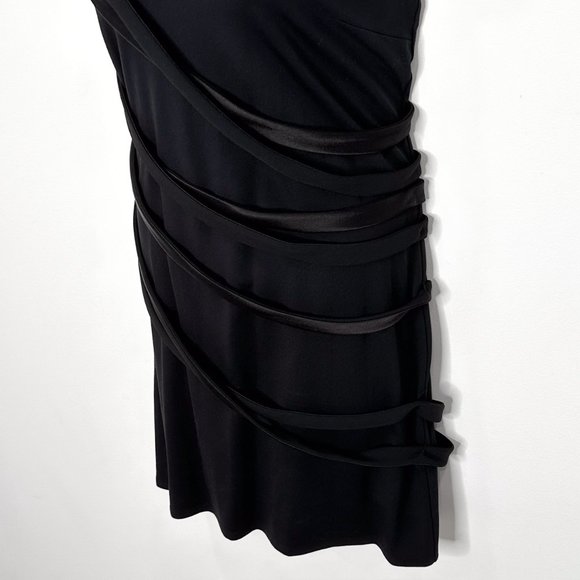 Halston Heritage Sleeveless Scoop-Neck Mini Dress w/ Draped Strappy Detail Black - Picture 7 of 16